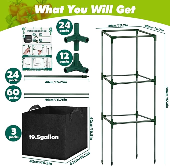 3 Pack Tomato Cages 47 Inch for Garden - Image 4
