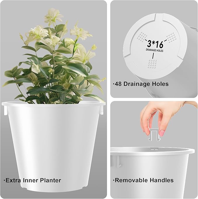 Kante Tall Round Planter Set of 2, 29 Inch Tall Decorative Planter Pots - Image 7