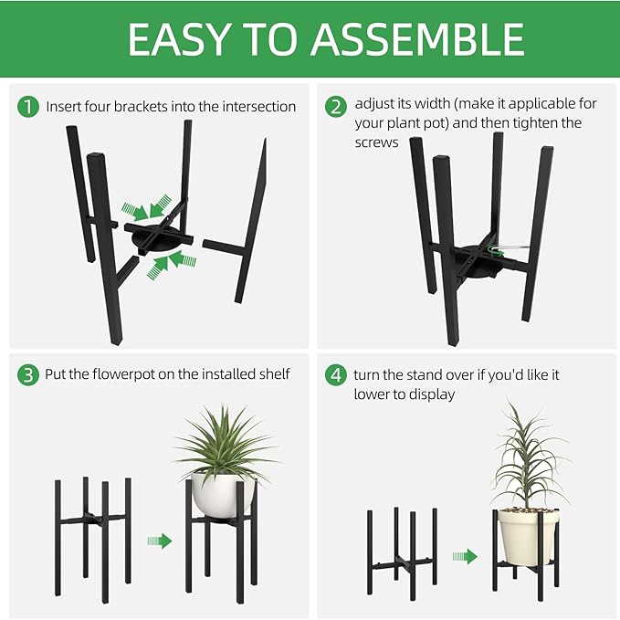 Adjustable Metal Plant Stand Indoor, Mid Century Modern Outdoor Planter Holder - Image 9