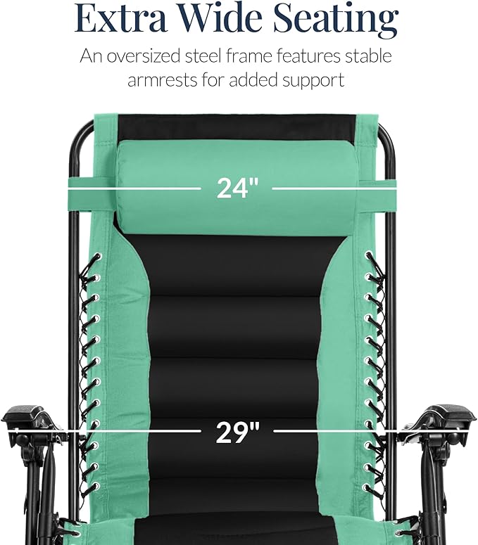 Best Choice Products Oversized Padded Zero Gravity Chair, Folding Outdoor Patio - Image 4