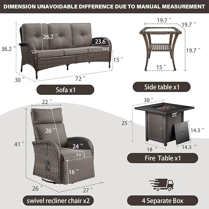 Belord 5 Piece Wicker Patio Furniture Set - Image 2