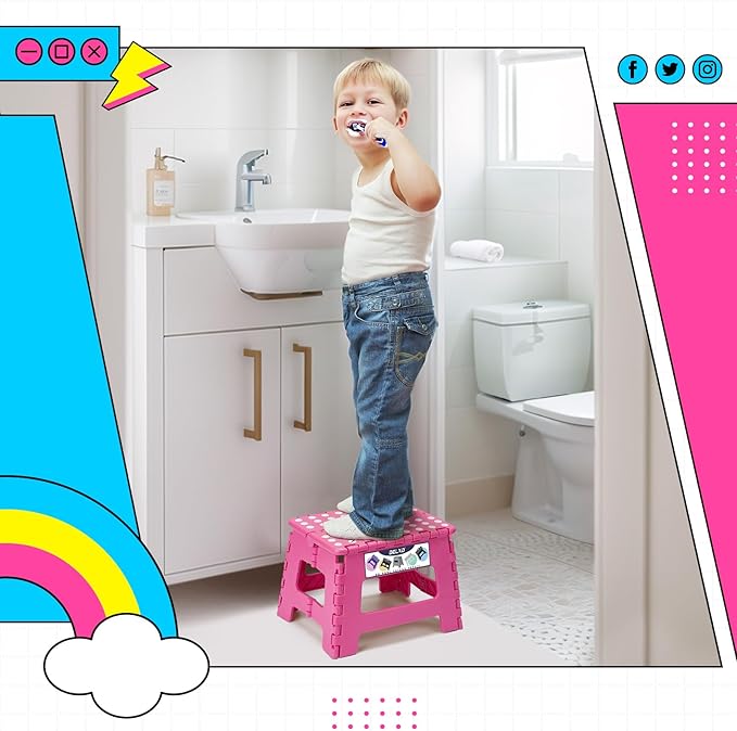 Delxo Folding Step Stool 9 inch Non-Slip Foldable Stools Up to 300 LBS Kids - Image 8