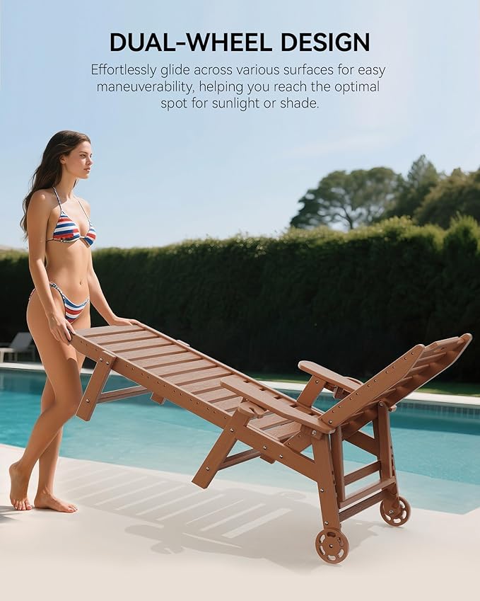 Carauci Lounge Chair Outdoor Set of 4, HDPE Chaise Lounge - Image 6