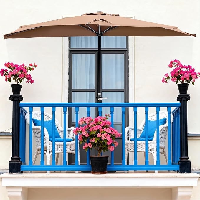 OLIXIS Half 9Ft Umbrella Outdoor Patio, Scalloped Patio Umbrella - Image 7