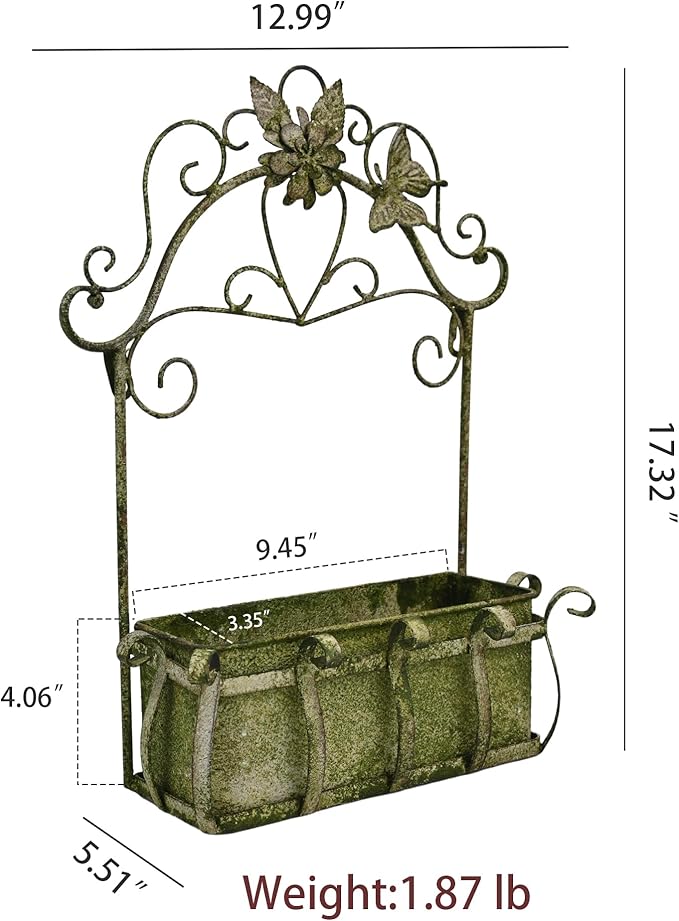 Rustic Metal Wall Planter Vintage Wall Mounted Flower Pot Farmhouse Distressed - Image 2
