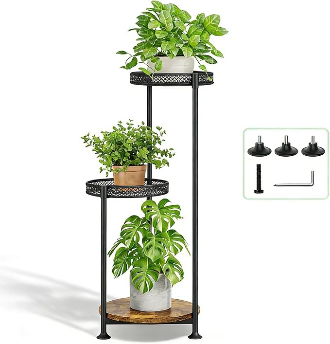 3 Tier Large Plant Stand Indoor Outdoor Clearance 10in Wide Metal Wood Plant by Atpddpey
