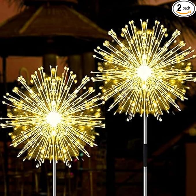 JJGoo Solar Firework Lights, 2 Pack 135 LEDs 2 Lighting Modes Solar Garden by JJGoo
