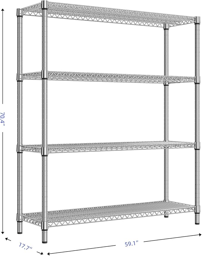 2800 LBS 59" W 4 Tier Storage Shelves Rack Metal Wire Shelving Unit, Storage - Image 3