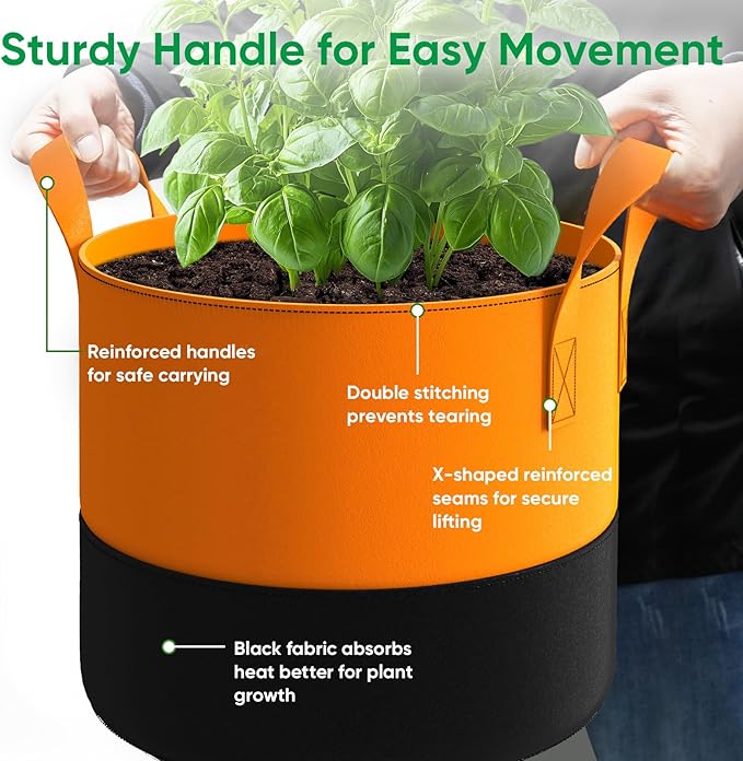 7-Gallon Grow Bags for Potato Planting: 6 Pack Heavy Duty 350G Thickened Tomato - Image 5