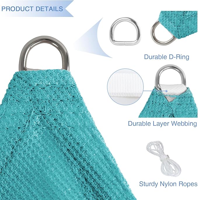 E&K Sunrise 24' x 24' x 24' Sun Shade Sail Triangle Canopy Shade Cover UV Block - Image 4