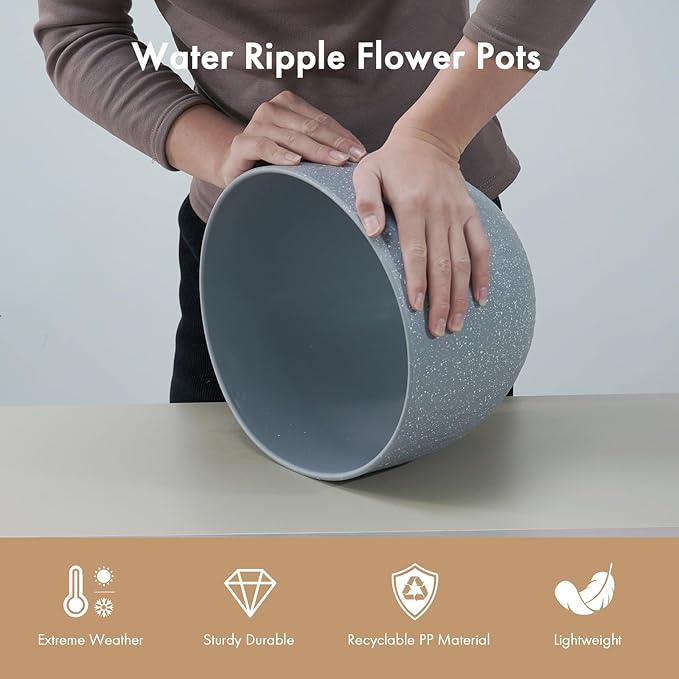 12 Inch Wide Water Ripples Flower Pots - Image 4