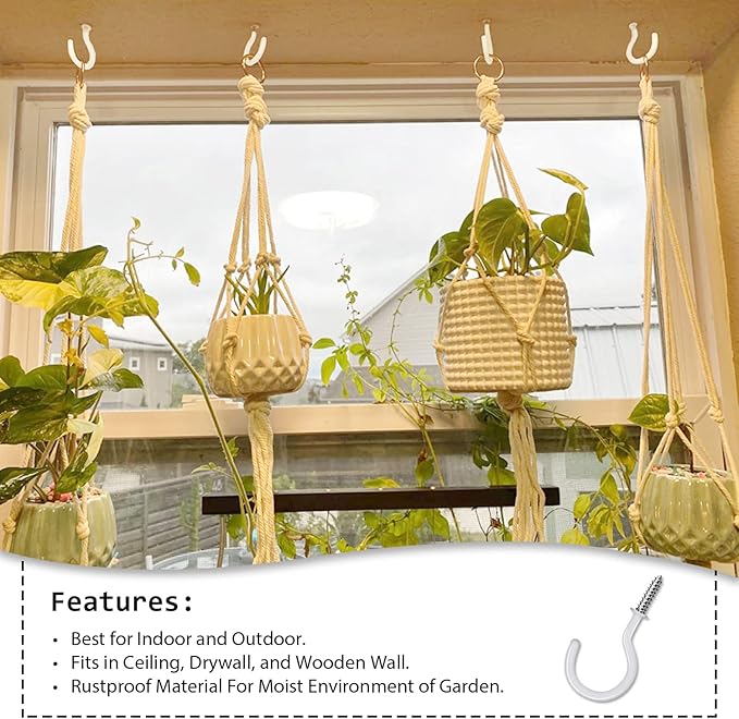 75 Pcs Ceiling Hooks for Hanging Plants, Utensils Vinyl Coated Screw-in Mug - Image 2