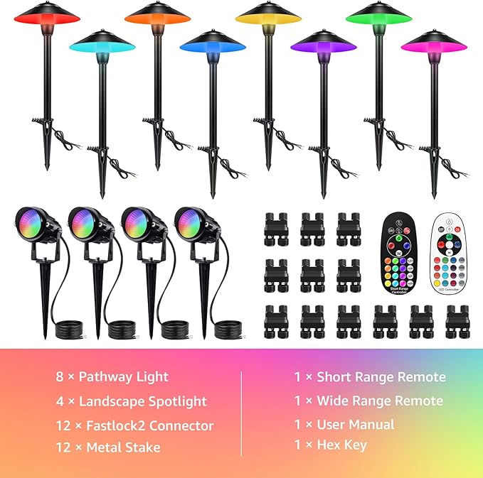 SUNVIE RGBW Landscape Lighting Kit 12V Low Voltage Landscape Lighting - Image 8