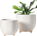 LE TAUCI Ceramic Plant Pots, 5.1 + 6.4 Inch Footed Pots by LETAUCI