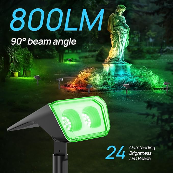 Consciot Solar Spot Lights Outdoor, Christmas Color Changing Lights Waterproof - Image 4