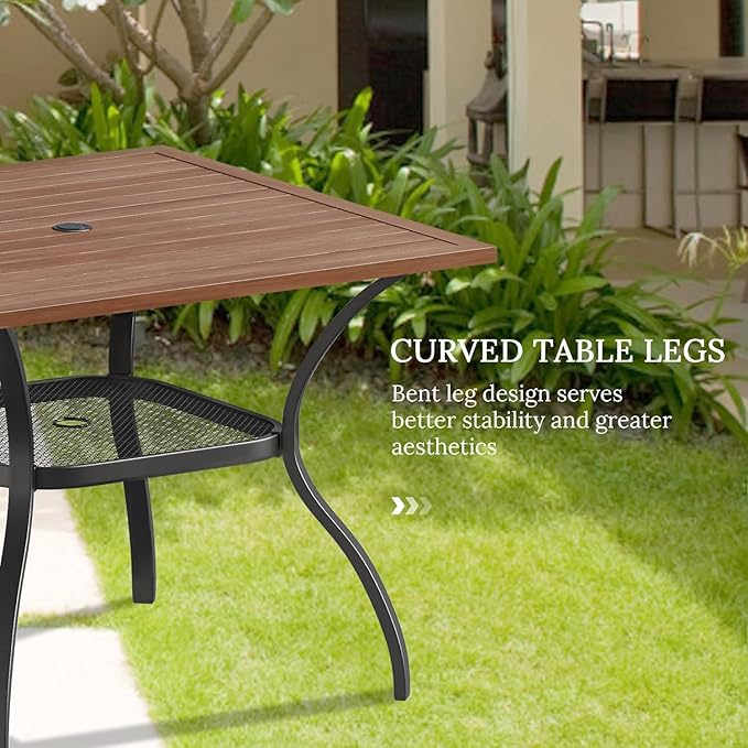 VICLLAX 5 Pieces Patio Dining Set, Outdoor Furniture Set Includes 37.8" Square - Image 4