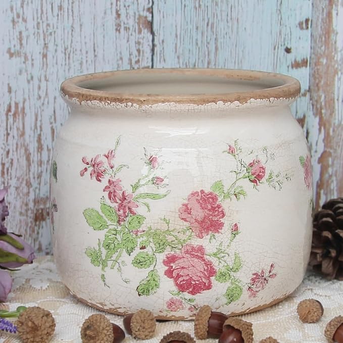 Decorative Pots Spring Decor, Pastel Floral Ceramic Garden Pots - Image 8