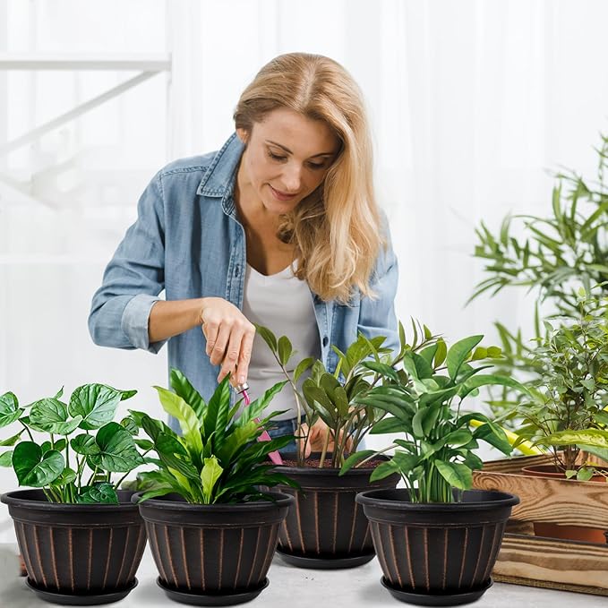 FGstyle 10 Inch Plants Pot, 4 Pack Flower Pots, Planters Pot - Image 5