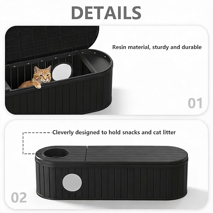 DRATO Outdoor Storage Box, Resin Deck Storage Box Waterproof Patio Storage Box - Image 6