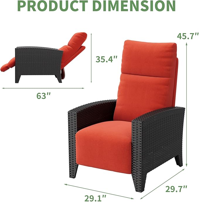 IDEALHOUSE Wicker Outdoor Recliner Reclining Patio Chairs - Image 2