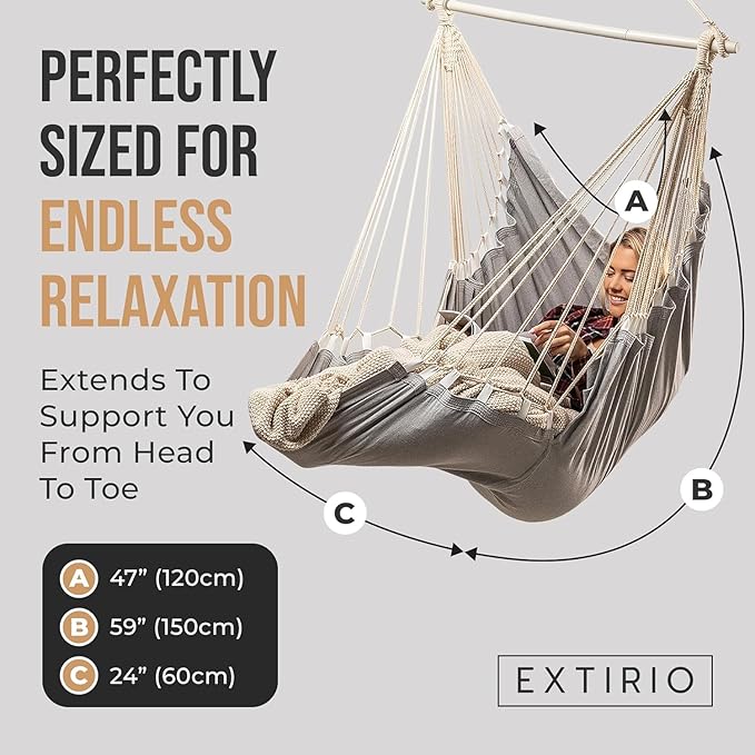 Hanging Hammock Chair Swing – Hanging Chair Outdoor & Indoor - Image 2
