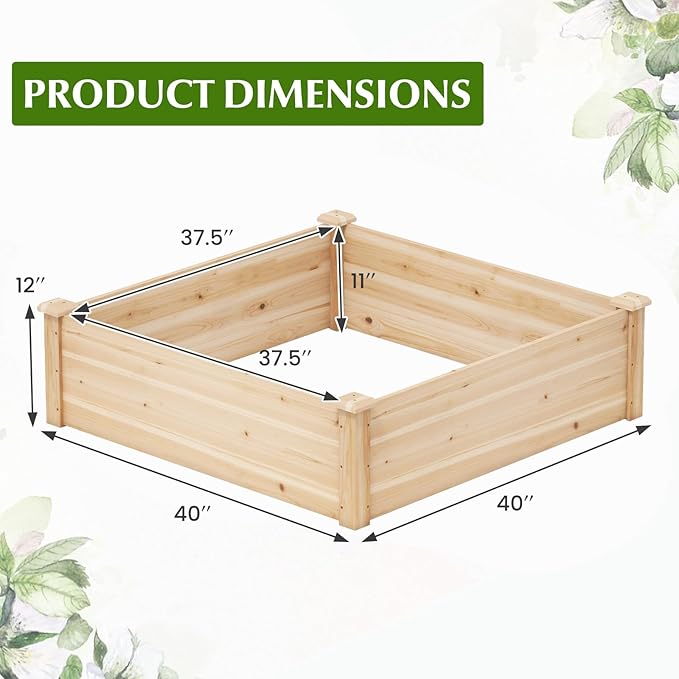 Giantex Raised Garden Bed, Wood Planter Box, Outdoor Square Garden Bed - Image 4