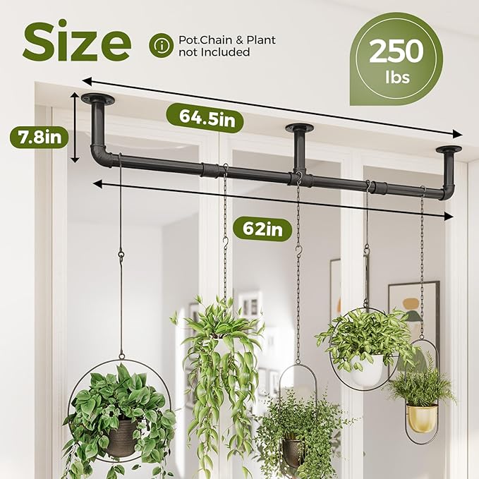 Bamworld Window Plant Hanger Indoor 63in 2PCS Hanging Planters - Image 2