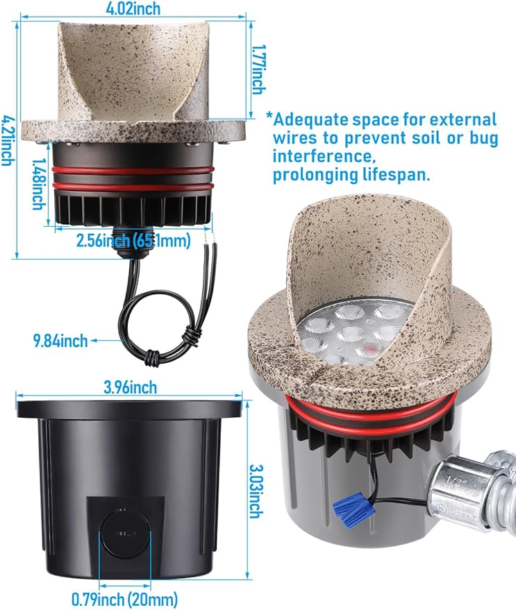 LEONLITE Dia. 4 Inch Well Lights Landscape LED In Ground, Shielded Top - Image 7