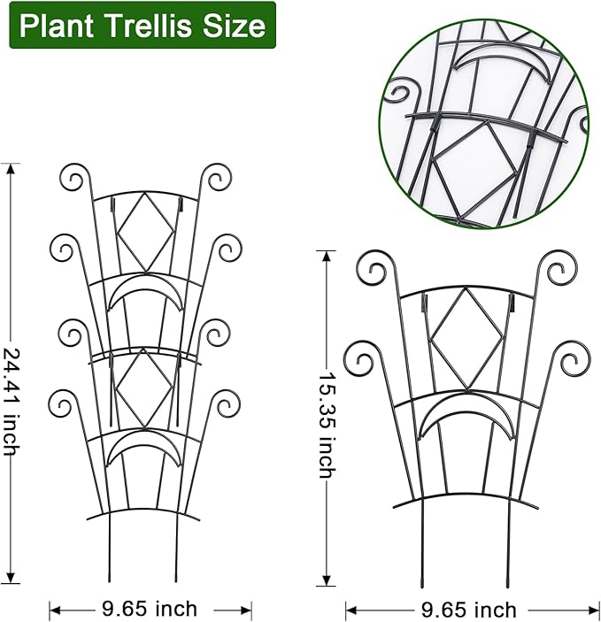 4 Pack Stackable Metal Plant Trellis - Image 2