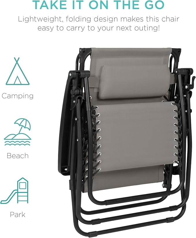 Best Choice Products 30” Wide Folding Zero Gravity Outdoor Recliner Patio - Image 9