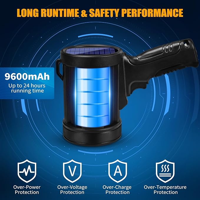 Rechargeable Spotlight, 99000 Lumens Bright LED Spotlight Flashlight, Long - Image 3