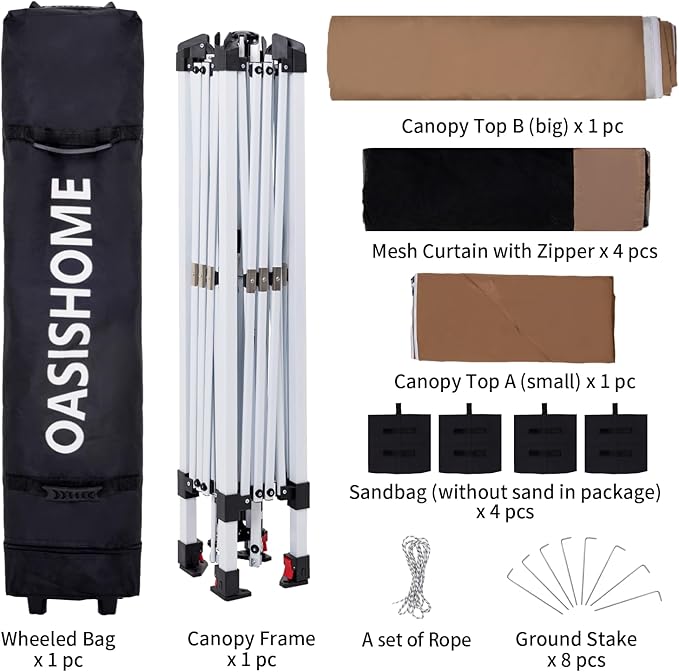 OASISHOME Pop-up Gazebo Portable Instant Canopy Tent 12x12, One-Push Locking - Image 4