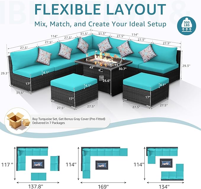 NICESOUL10 Piece Outdoor Couch Furniture Set - Image 4
