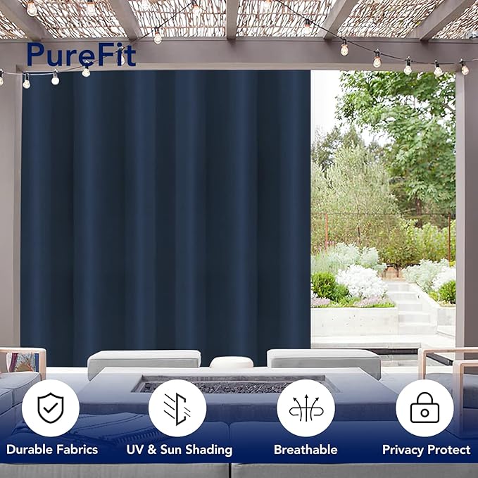 PureFit Outdoor Curtains for Patio Waterproof Weatherproof, UV and Fade - Image 3