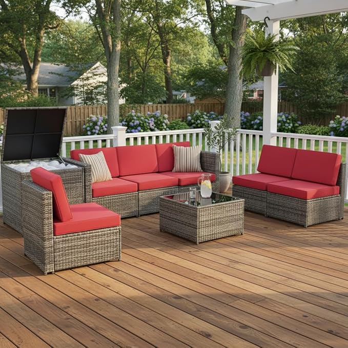 Tangkula 8 Pieces Wicker Patio Furniture Set - Image 3