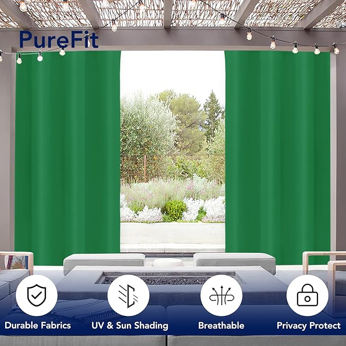 PureFit Outdoor Curtains for Patio Waterproof Weatherproof, UV Resistant - Image 3