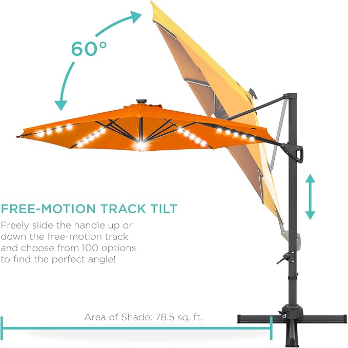 Best Choice Products 10ft Solar LED Cantilever Patio Umbrella, 360-Degree - Image 5
