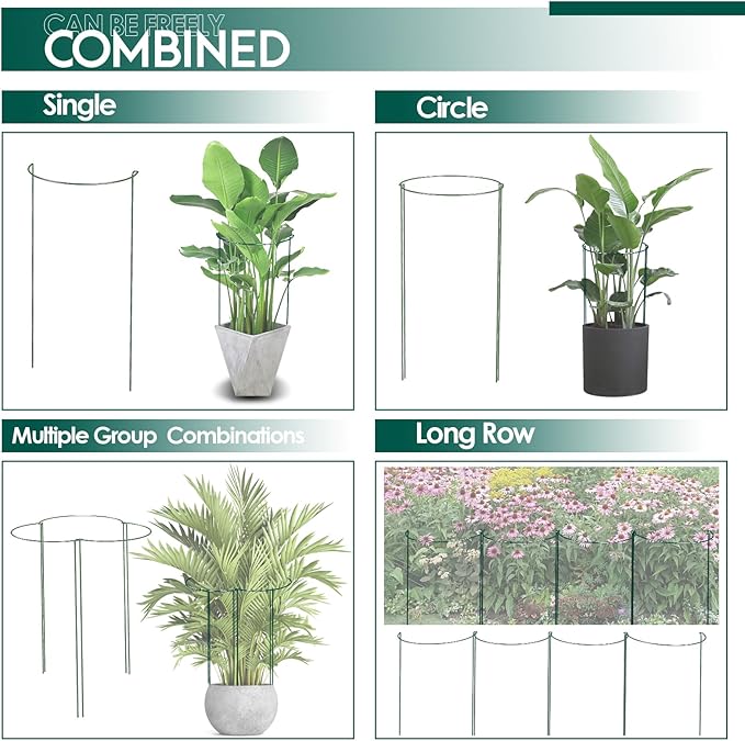 12 Pack Garden Plant Support Stakes, Half Round Peony Cages and Supports - Image 4