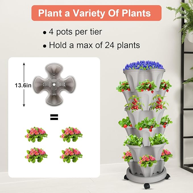 DUNCHATY Stackable Planter, Vertical Garden Planter - Image 4