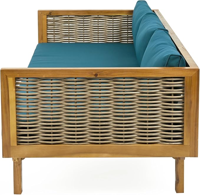 Merax 67.5" Outdoor Patio Daybed 3 Seater Sofa Bed, Acacia Wood Frame - Image 5
