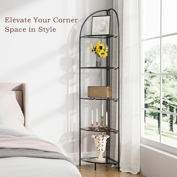 Crofy Foldable 5 Tier Corner Shelf, Metal Corner Plant Stand - Image 4