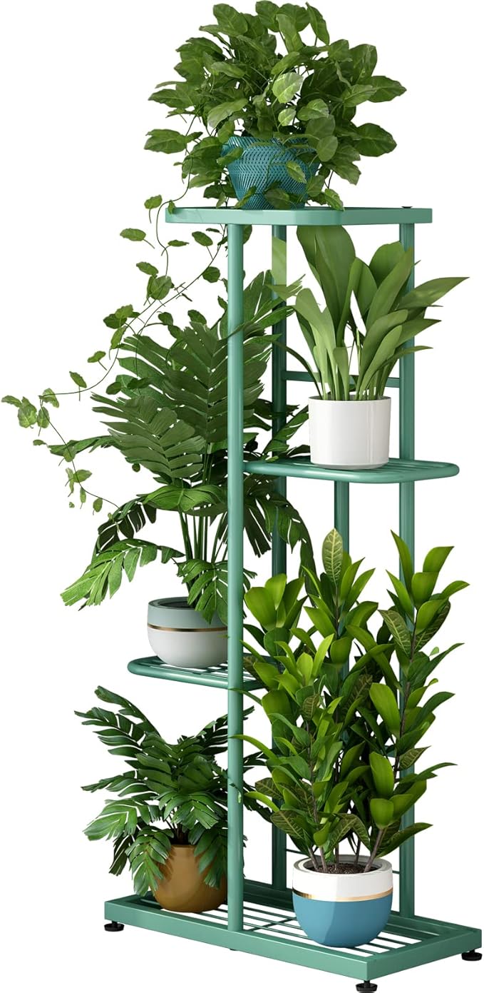 LINZINAR Metal 4 Tier 5 Potted Indoor Outdoor Plant Stand Shelf Planter Display by LINZINAR
