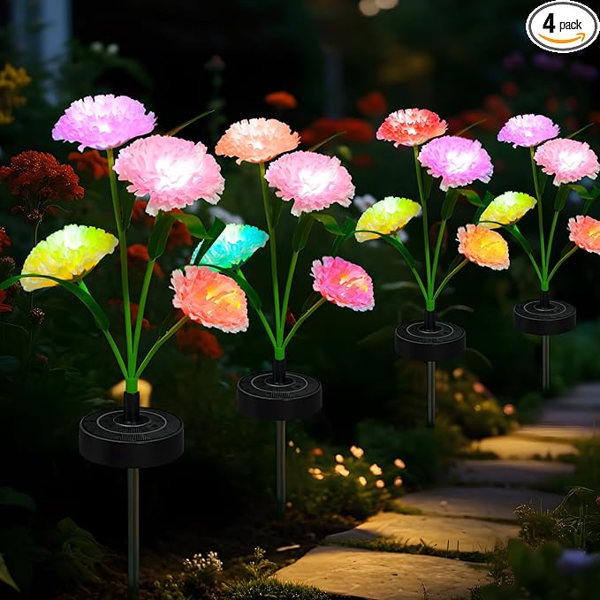 Upgraded Solar Garden Lights, 4 Pack Outdoor Solar Lights, New Round Panel by Unknown