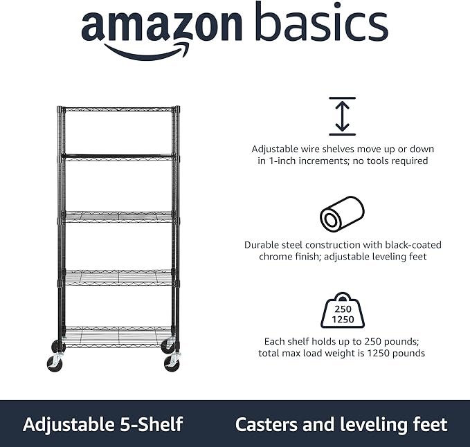 Amazon Basics 5-Shelf Heavy Duty Garage Shelving Storage Rack - Image 4