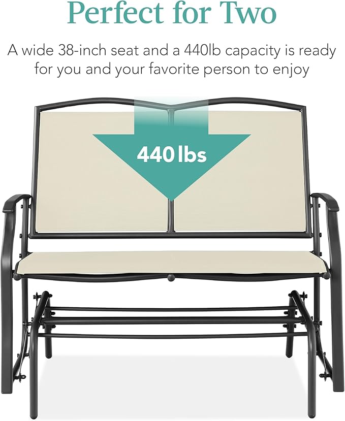 Best Choice Products 2-Person Outdoor Patio Swing Glider Steel Bench Loveseat - Image 6