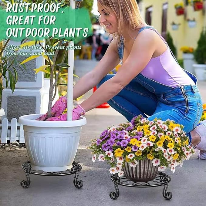 Metal Plant Stand Indoor/Outdoor, Low Corner Plant Stand, Decoration Small - Image 2