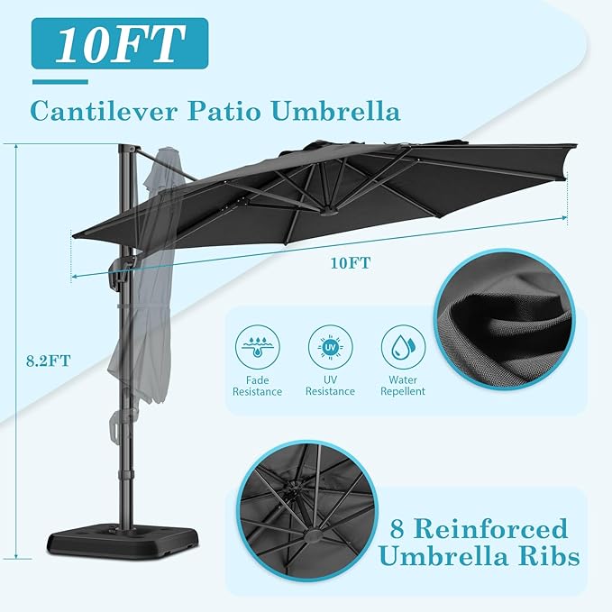 HOTEEL10x10ft Patio Umbrella Cantilever Umbrellas - Image 6
