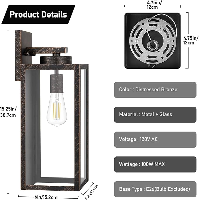 Large Size Outdoor Wall Light Fixtures, Exterior Lighting Fixtures Porch - Image 6