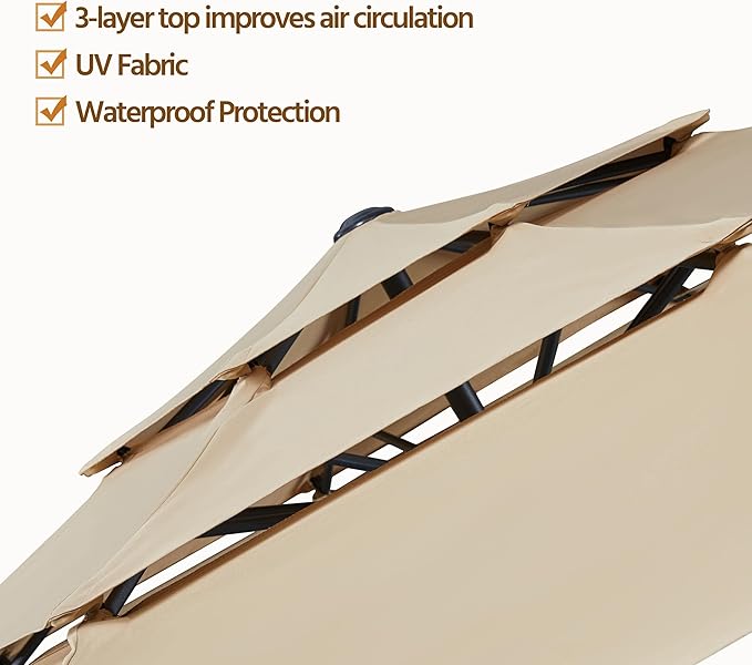 Yaheetech 3-Tier Patio Umbrella 10ft Vented Outdoor Canopy Sun Shade Large - Image 3