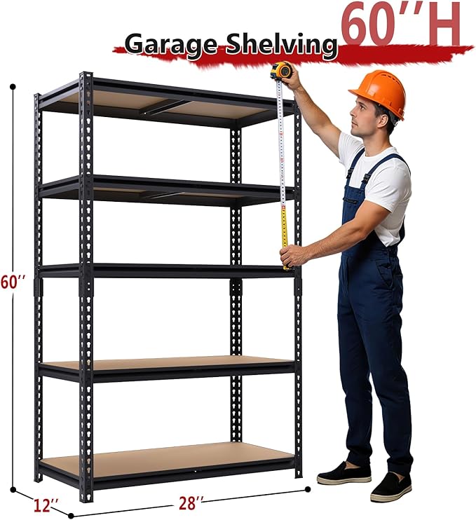 Heavy Duty Garage Shelving, 5-Tier Metal Storage Shelves, 2400LBS Shelving Unit - Image 3